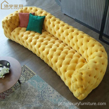 cor amarela sofá americano moderno chesterfield